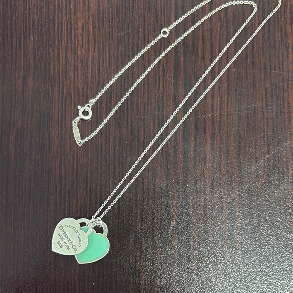 Tiffny and co Silver and blue Heart Pendant Necklace